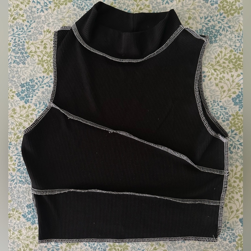 Fitted crop top , mock turtle neck